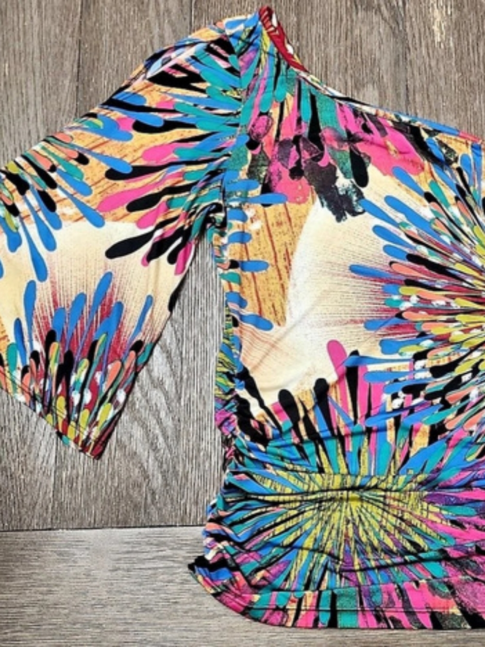 Lipstick Abstract Multicolor Short Sleeve Off The Shoulder Size Large